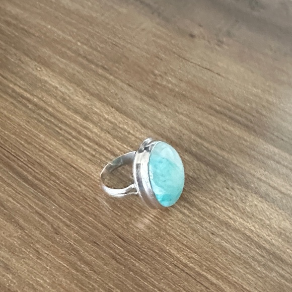 925 Silver Ring with Blue Stone size 7 1/2 - Picture 4 of 5